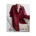 에스케이스토아 블라우스 F007596루즈핏 광택 새틴 셔츠블라우스 고급 실키 카라셔츠남방 : 빈센트샵02