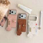 아이폰 17 16 15 14 13 예쁜 럭셔리 가죽 카드 지갑 포켓 손목 스트랩 케이스 : 사찌몰