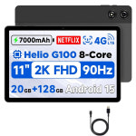 BNCF 11인치 2K IPS 스크린 태블릿 안드로이드15 MTK G100 옥타코어 4GB/8GB 128GB ROM 7000mAh 배터리4G LTE와이드바인 L1타입... 
