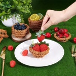 INTERWARM 50개 미니 직조 바구니 3x1인치 작은 장식 파티 용기 풍경 인형집 액세서리 홈 오피스 테이블 공예 장식품 : 누미소