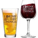 나는 마시고 맥주와 와인잔 세트 - 신부 샤워 결혼식 약혼식 기념일 및 커플을 위한 멋진 선물 아이디어 그 그녀 Mrs. Murs. Mom Dad... 