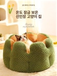 반려동물 강아지온열방석 침대 쿠션 편안한 수면 용품 아보카도그린 둥지+랜덤 담요 L 60cm 6.5~10kg : 노드포트