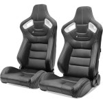 IKON 모터스포츠 듀얼 슬라이더가 장착된 유니버설 레이싱 시트 페어 화이트 스티치와 베젤이 있는 블랙 PU 카본 가죽 Black/ White... 