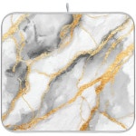 주방 카운터용 화이트 마블 접시 건조 매트 16 x 18 인치 금 마블링 화강암 흡수성 극세사 배수 패드 조리대용 16x18in : F에이컴퍼니