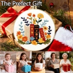 초보자를 위한 젠칭 책과 꽃 자수 키트 사전 인쇄된 29x29cm 원형 면직물 20cm 후프 책 애호가 선물 및 홈 데코 (C0071) : 리브소싱