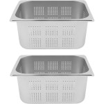 호텔 케이터링 주방 레스토랑용 8L 필터링 팬 2개 깊은 잠김 방지 스테인리스 스틸 스팀 필터 바구니 6인치 야채 과일 세척 대야 2... 