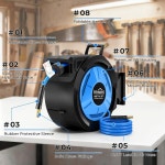 히미미 50피트 + 6.6피트 리트랙터블 에어 호스 릴 천장형 /벽형 마운트 페누마 자동 되감기 황동 피팅 굽힘 제한 장치가 있는 3인치 x... 