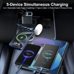 초고속 120W 5 in 1 차량용 충전기 무선 블루투스 FM 송신기 타입C USB 고속 어댑터 Android 호환 : 더원스컴퍼니