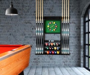 GACO 당구 월 마운트 큐 랙 - 8개의 큐를 위한 디럭스 풀 홀더 게임룸(블랙) Mahogany : 굿픽스토리