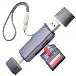 USB3.0 USB-C SD 카드 리더기, SDXC, SDHC, SD, MMC, RS-MMC, 마이크로 SDHC 및 UHS-I 카드용 듀얼 커넥터가 있는 2-in-1 Wansu... 