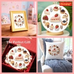 초보자를 위한 젠칭 딸기 케이크 자수 키트 20cm 후프와 실이 있는 29x29cm 원단 귀여운 디저트 및 홈 데코용 동물 디자인 (C0176)... 