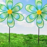 I47 바람개비장식 바람개비만들기 2중 플라워 그린 정원바람개비 바람 : CK0104