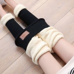 차콜 여성 양털레깅스 팬츠 여자 한겨울 바지 밴딩 하이웨스트 방한 블랙 : 오노모몰