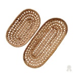 타원형 라탄 소품 정리함 가정용 수납 트레이 통풍 구조 핸드메이드 공예품 거실 : 블루 밍고