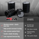 PC Autoworks 아메리칸 플래그 밸브 스템 캡 - 오닉스 블랙 방청 양극 산화 알루미늄 자동차 트럭 SUV 자전거용 유니버설 핏 4종 세트... 