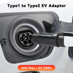 IPENGEN 타입1에서 타입2로 32A 1상 7.2kw 최대 250V EV 충전기 어댑터 J1772에서 IEC62196 타입2 소켓 변환기 : aria75
