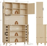 롤링 및 슬라이딩 도어가 있는 Lulive 71인치 키 큰 팬트리 캐비닛 충전소 개방형 조리대가 39인치 와이드 주방 수납 다이닝 룸을 위한 모던... 