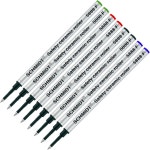 슈미트 5888 안전 세라믹 롤러볼 금속 리필 블랙 블루 그린 레드 잉크(세정 팁 0.6mm) 8팩 : 노바네스트2