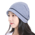 H5307 테이핑 잔체크 지지미 두건 모자 비니 : 색동호박