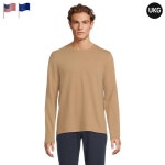 빈스 버즈아이 긴팔 크루넥 티셔츠 브리티시 카키 메드 그레이 남성 : 유케이직구