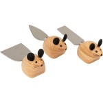 크리에이티브 코옵 3피스 고무나무 & 스테인리스 스틸 치즈 나이프 세트 다채로운 색상Creative Co-Op : 선파워상사