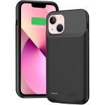 아이폰 13 미니 배터리 케이스 전면 전체 감싸기 6000mAh 초슬림 충전 가능 휴대용 커버 확장 팩 미니5.4인치용 충전기 카플레이 호환블랙... 