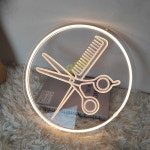 미용실 네온사인 간판 가위모양 램프 싸인볼 빗 사인볼 네온조명 헤어샵 네일샵 인테리어 : 디테토고