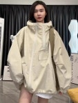 여성 바람막이 2024 봄 가을 재킷 정장 브레이커 새로운 캐주얼 여성을위한 작은 후드 고급 폭행 윈드 느슨한 세련되고 자켓 : 정직마켓G