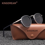 KINGDREAM 빈티지 라운드 선글라스 남자 편광 된 UV400 여성 안경 운전 Vaction Oculos De Sol Black Gray : 젤블블리즈