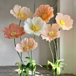 자이언트 종이꽃 DIY 웨딩 플라워 페이퍼플라워 줄기 메인 이미지 7개 세트 : 리치오몬드