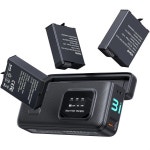 케이스 3개 세트 1950mAh 오스모 액션 6 배터리 DJI 65 프로 43 및 360용 삼중 슬롯 PD LED 디스플레이 휴대용 저장소 : 엘렌트레이드