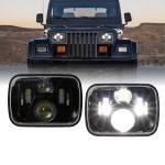 USR 87-95 랭글러 YJ 7x6 H6054 LED 밀폐형 빔 프로젝터 헤드라이트 로우/하이 빔 블랙 H6052 헤드램프 어셈블리 (쌍) 1987-1995 지프... 