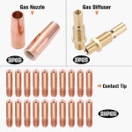 Mig 용접 건 키트 .030 링컨 매그넘 100L 트위코 미니 #1: 20개 접촉 팁 11-30 0.030 + 2개 노즐 21-50 1/2 0.030 Accessory KIt : 베이투... 