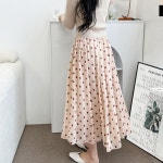 플레어 쉬폰 스커트 밴딩 롱 스커트 도트 여성 : 에이나인