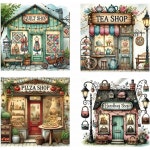 페인팅 키트, 초보자를 위한 5D 아트 성인을 DIY 샵 전면 원형 드릴 점선 공예 집 벽 장식 14  G8643+G8644+G8645+G8646-US : 현앤리엘