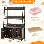 선반이 있는 탱쿨라 쓰레기통 인클로저 충전소가 숨겨진 고양이 화장실 캐비닛 와인딩 입구 및 스크래치 보드 다용도 가구(그레이... 