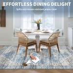 가비홈 세탁 가능 러그 2x6 복도용 빈티지 블루 플로럴 레트로 액센트 주방 러너 욕실 침실용 소프트 논 슬립 카펫 Blue 2 x 6... 