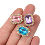 20pcs DIY 스퀘어 라인 석 비즈 골드 컬러 클로베이스 크리스탈 유리 비드 맞는 바느질 보석 만들기 에 : 금강엔시스
