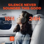 하이퍼기어 헤드폰 무선 - 블랙 액티브 노이즈 캔슬링 오버 이어 블루투스 HD 오디오 딥 베이스 듀얼 마이크 앤씨 짐 와이어 사운드 폴더블... 