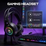 MARVO H8921 게이밍 헤드셋 (마이크 포함) 유선 오버이어 헤드폰 서라운드 사운드 USB PC/PS4/PS5/Switch용 노이즈 캔슬링 : 니코니코하우스