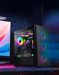 마이크로 ATX PC 케이스 | 미니 타워 컴퓨터 지원 수직 GPU 마운트 120mm 1 RGB 팬 사전 설치 MATX/ITX용 ITX 데스크톱 섀시 240 RAD... 