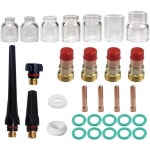 11119682 부품 용접 부속품 액세서리 공구 30개 TIG 토치 스페어 파트 스태비 가스 렌즈 412 유리 컵 키트 17 18 26 및 납땜용... 