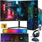TechMagnet 게이밍 데스크톱 PC 인텔 i7 6세대 제우스 프로 GT 1030 8GB RAM ARGB 1TB SSD + 4TB HDD 24인치 커브드 모니터  22 Inch... 