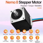 YEJMKJ 네마 8 스테퍼 모터 2상 1.8° 1.2Ncm(1.7온스·인치) 고토크 바이폴라 25mm 0.3A 21 ω 4-리드 샤프트 10mm φ 4mm 20 미니 케이블... 