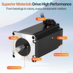 YEJMKJ 네마 23 스테퍼 모터 2상 1.8° 3.5Nm(495.64온스·인치) 고토크 바이폴라 110mm 1.0ω 4.2A 4와이어 샤프트 21mm φ 10mm 57... 