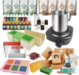 VUSIBA 디럭스 비누 제조 용품 키트 멜터가 포함된 올인원 4.4파운드 베이스 에센셜 오일 8개 염색약 실리콘 몰드 커터 및 포장 공예 : 로이아몰