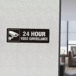 CCTV안내판 보안경고 방범스티커 건물 주차장 출입구 감시중 경고문구 부착형 : 산돌미랑