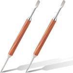 카이오울루 2 PC 라떼 아트 펜 세트 나무 손잡이가 있는 스테인리스 스틸 커피 드로잉 도구 바리스타 가정 및 카페에서 사용할 수 더블 엔드... 
