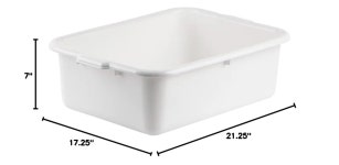 소로 에센셜 - 21-1/2인치 x 15인치 7인치 깊은 상업용 버스 박스 통 화이트 컬러 플라스틱 토트 유틸리티 음식 서비스 세척 대야 접시 주방 수납... 