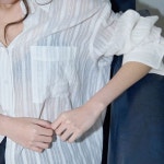 노 Glitter Stripe Textured Shirts White 3748762 409122 : 오담07